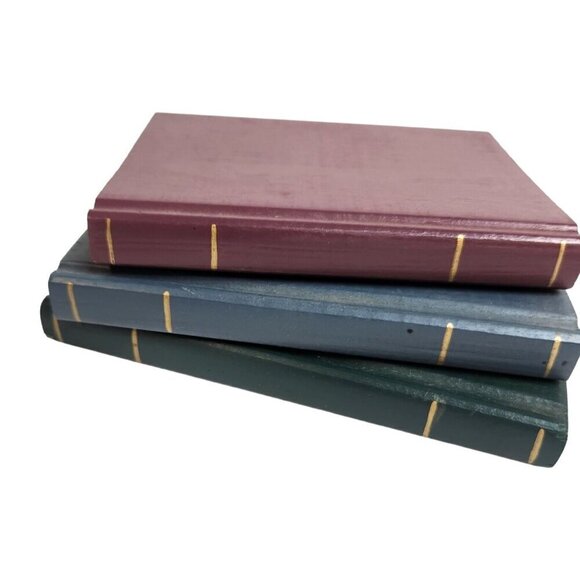 Miniature Book Set - Red Blue & Green Covers Primitive Decor, Rustic Country Acc - Picture 1 of 8